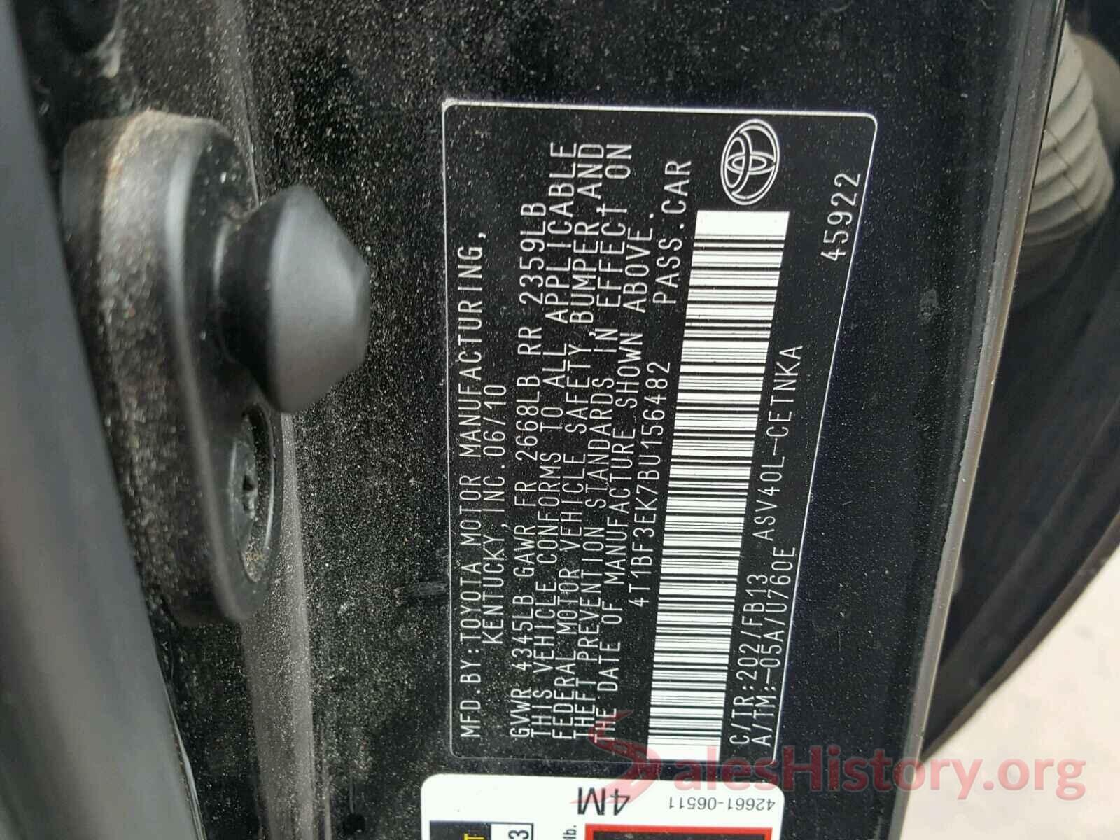 4T1BF3EK7BU156482 2011 TOYOTA CAMRY BASE