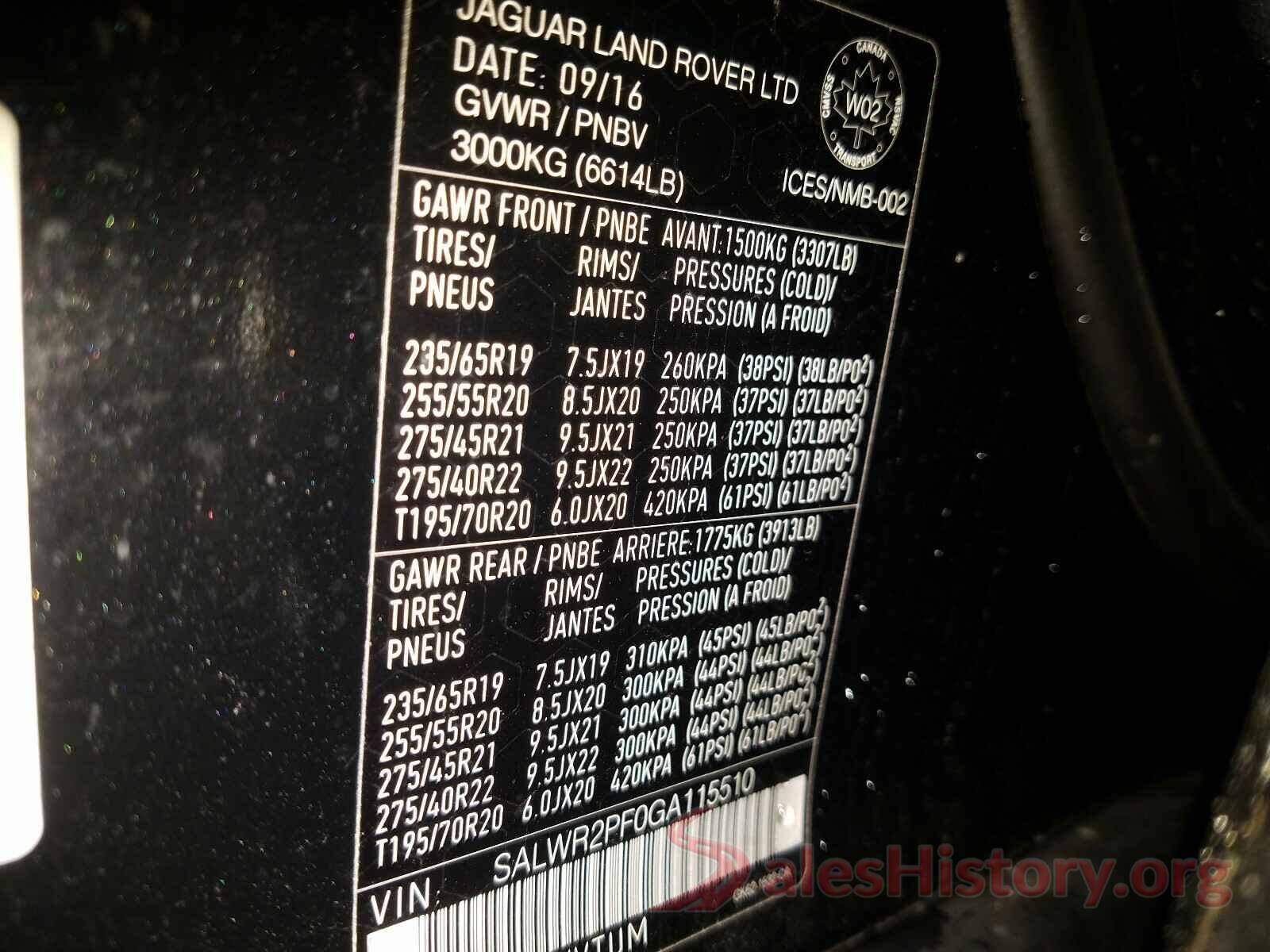 SALWR2PF0GA115510 2016 LAND ROVER RANGEROVER