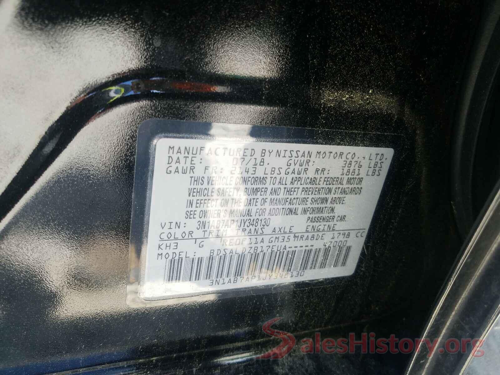 3N1AB7AP1JY348130 2018 NISSAN SENTRA