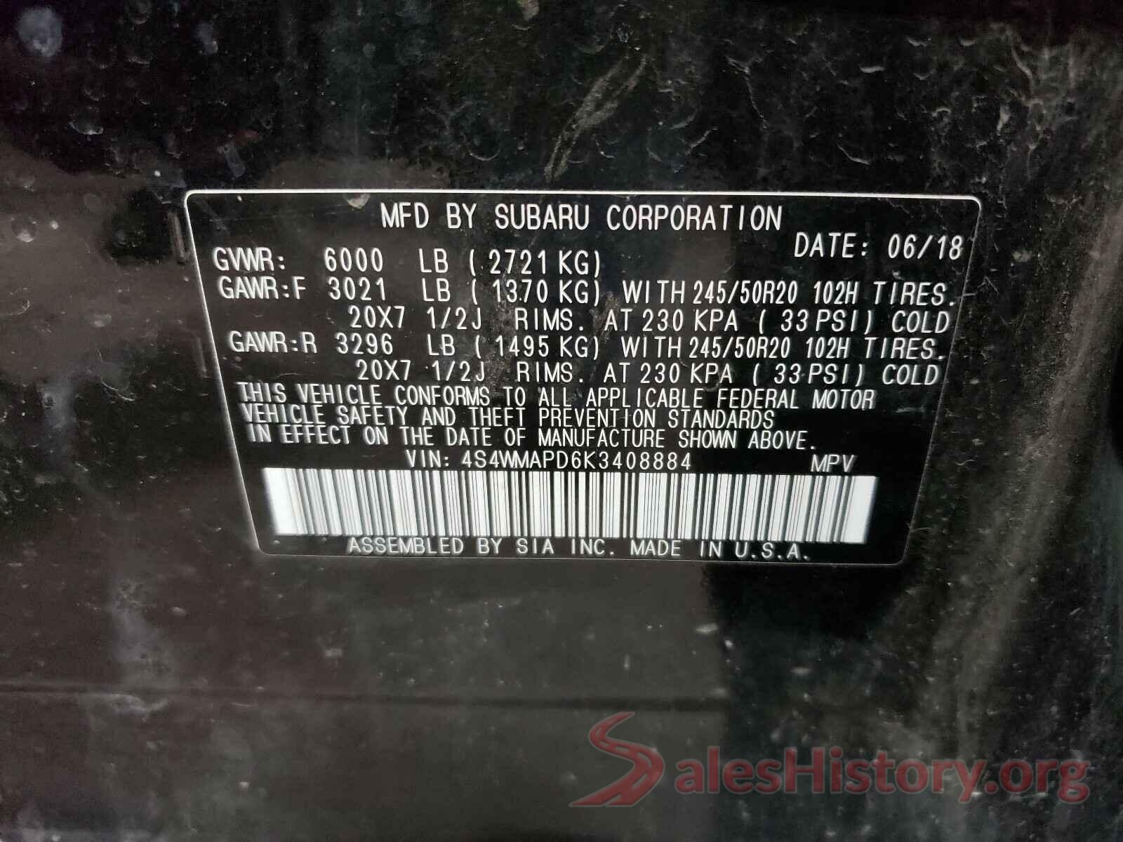 4S4WMAPD6K3408884 2019 SUBARU ALL MODESL