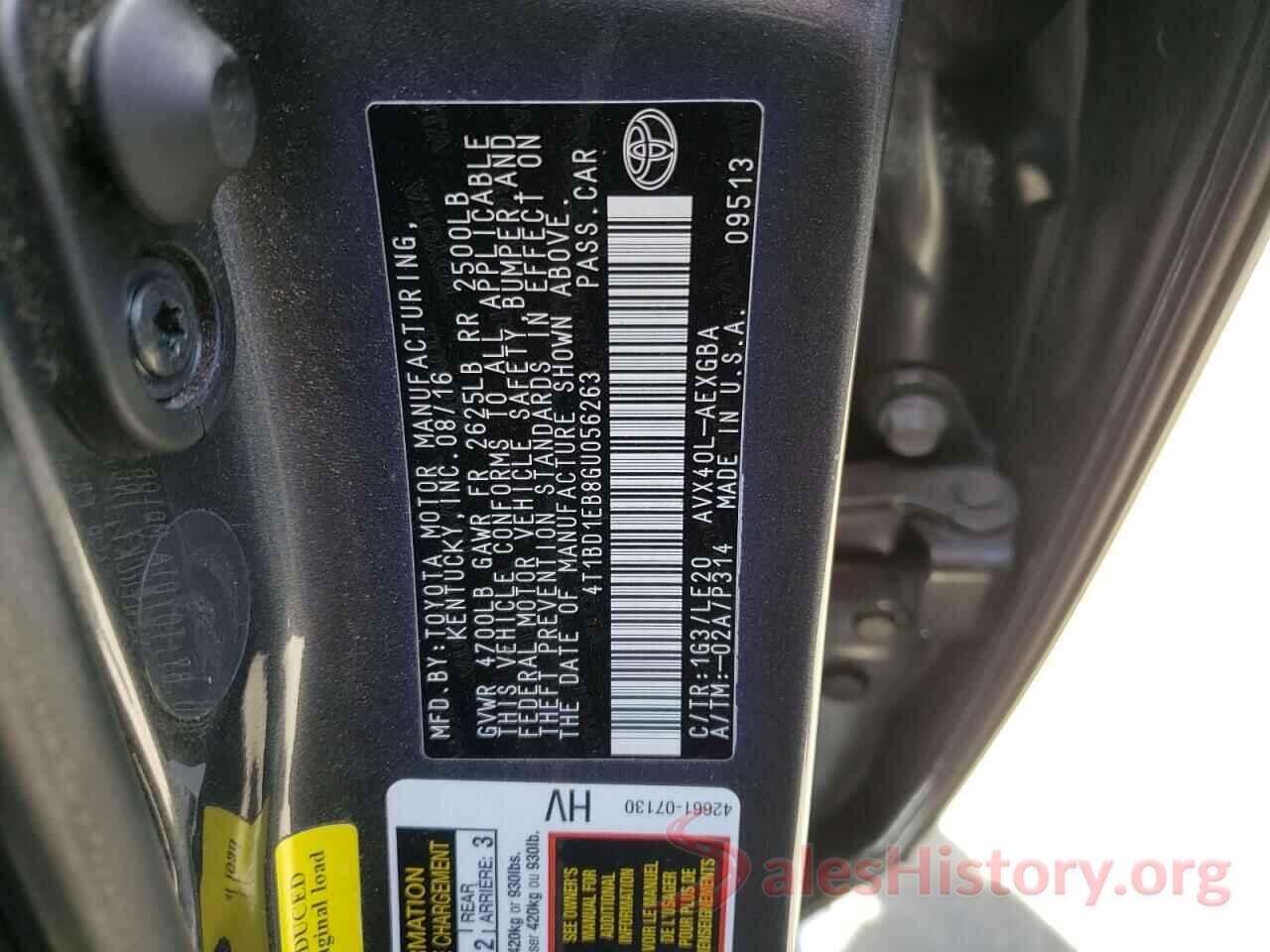 4T1BD1EB8GU056263 2016 TOYOTA AVALON