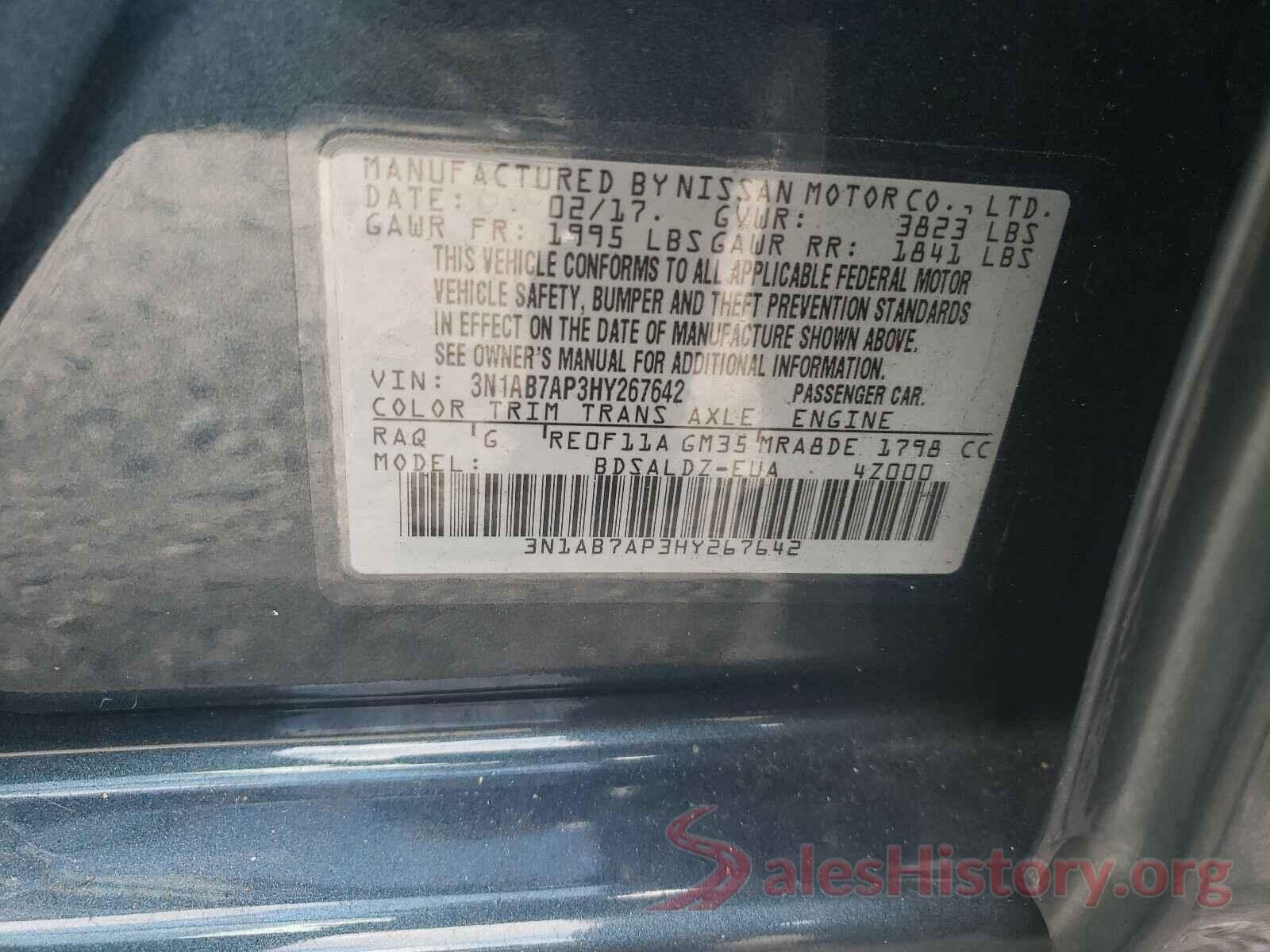 3N1AB7AP3HY267642 2017 NISSAN SENTRA