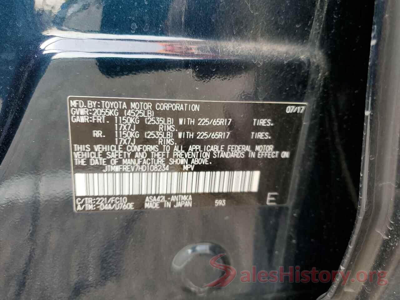 JTMWFREV7HD108234 2017 TOYOTA RAV4