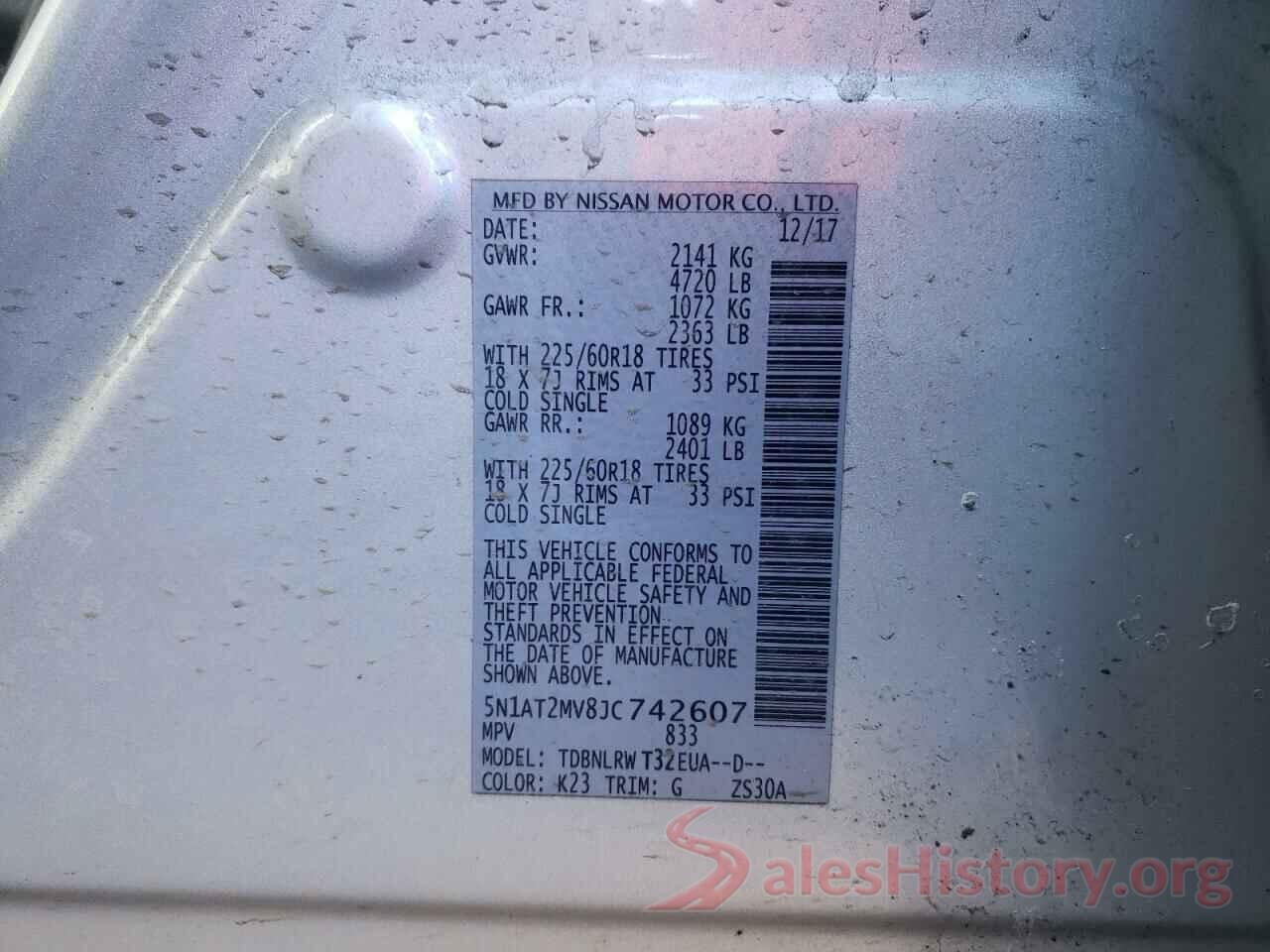 5N1AT2MV8JC742607 2018 NISSAN ROGUE