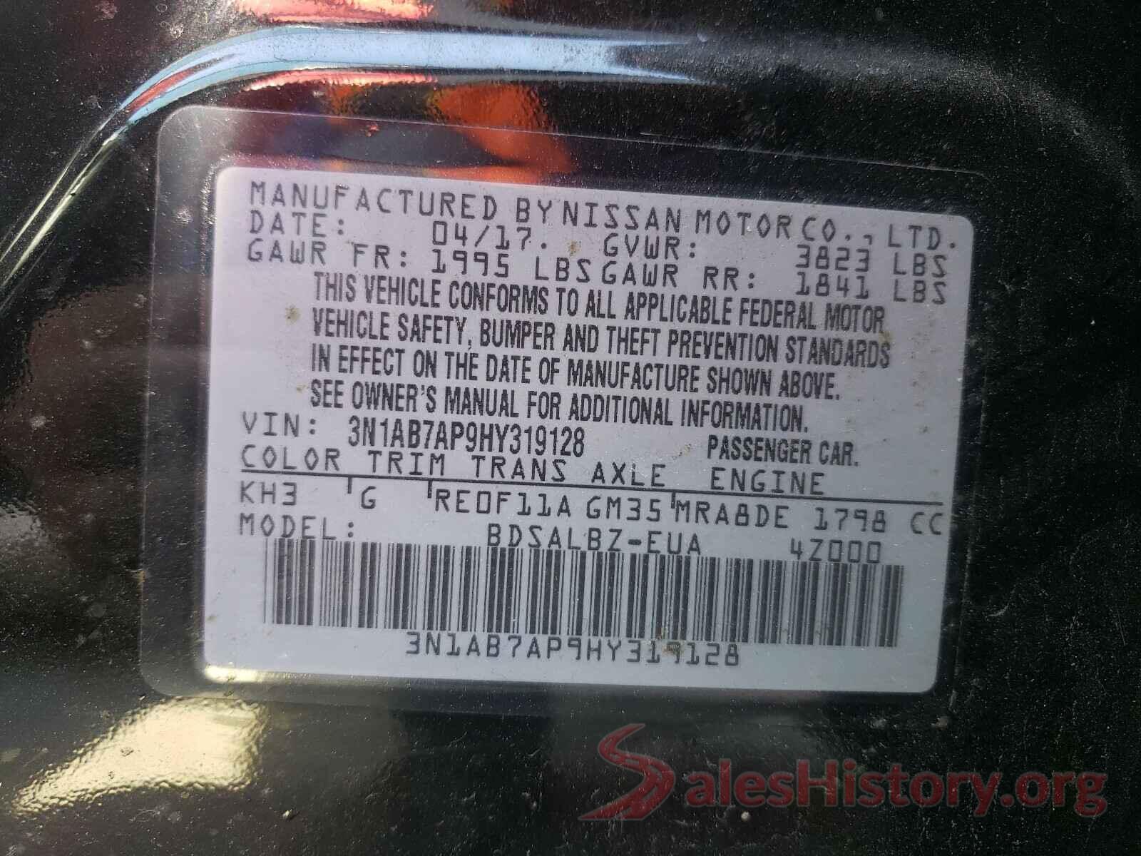 3N1AB7AP9HY319128 2017 NISSAN SENTRA