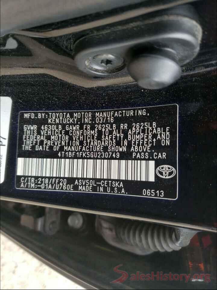 4T1BF1FK5GU230749 2016 TOYOTA CAMRY