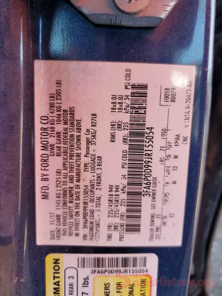 3FA6P0D99JR155054 2018 FORD FUSION