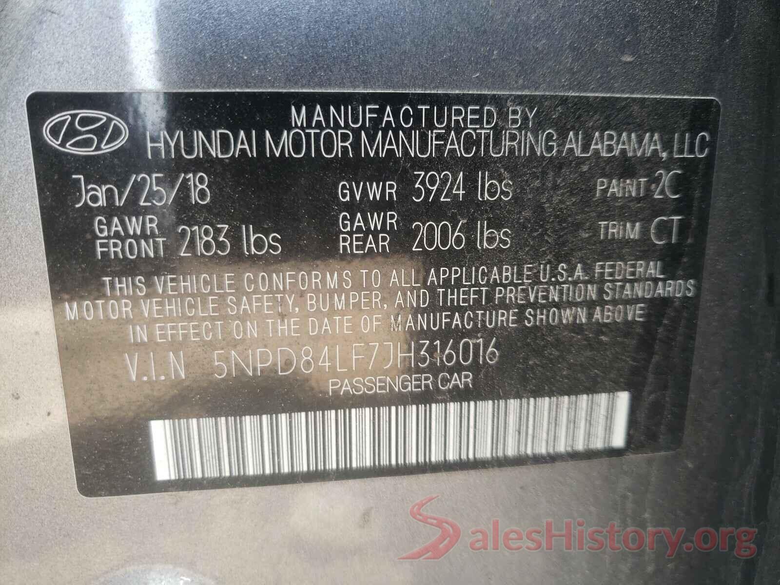 5NPD84LF7JH316016 2018 HYUNDAI ELANTRA