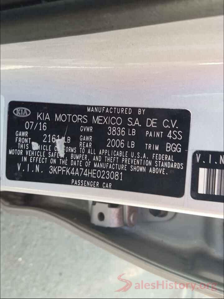 3KPFK4A74HE023081 2017 KIA FORTE