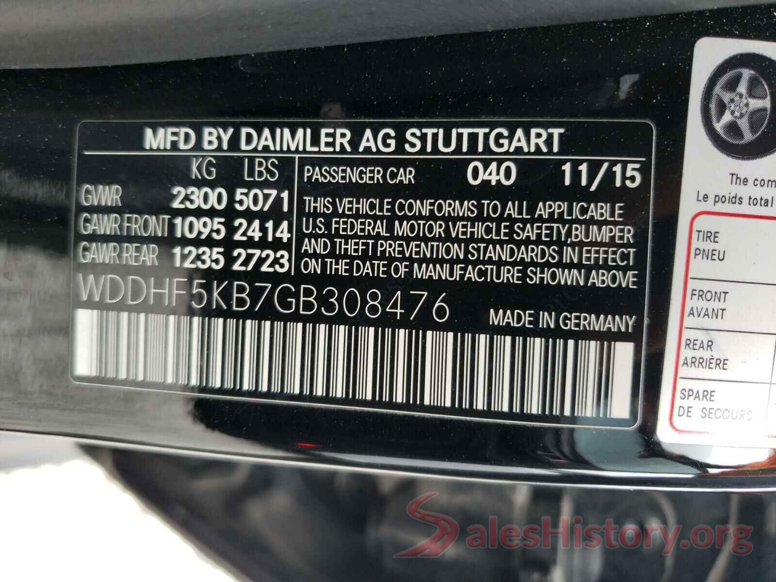 WDDHF5KB7GB308476 2016 MERCEDES-BENZ E CLASS