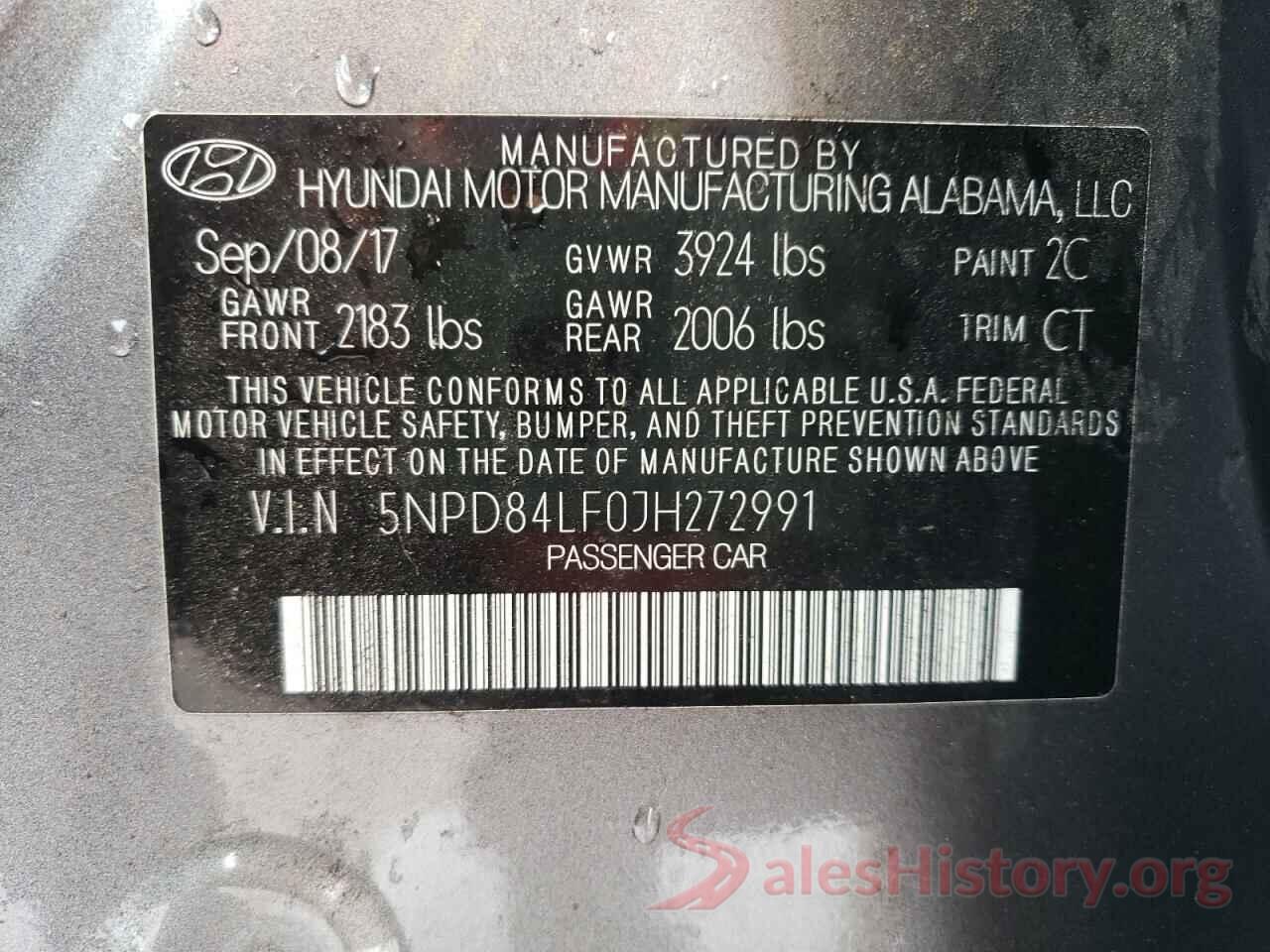 5NPD84LF0JH272991 2018 HYUNDAI ELANTRA