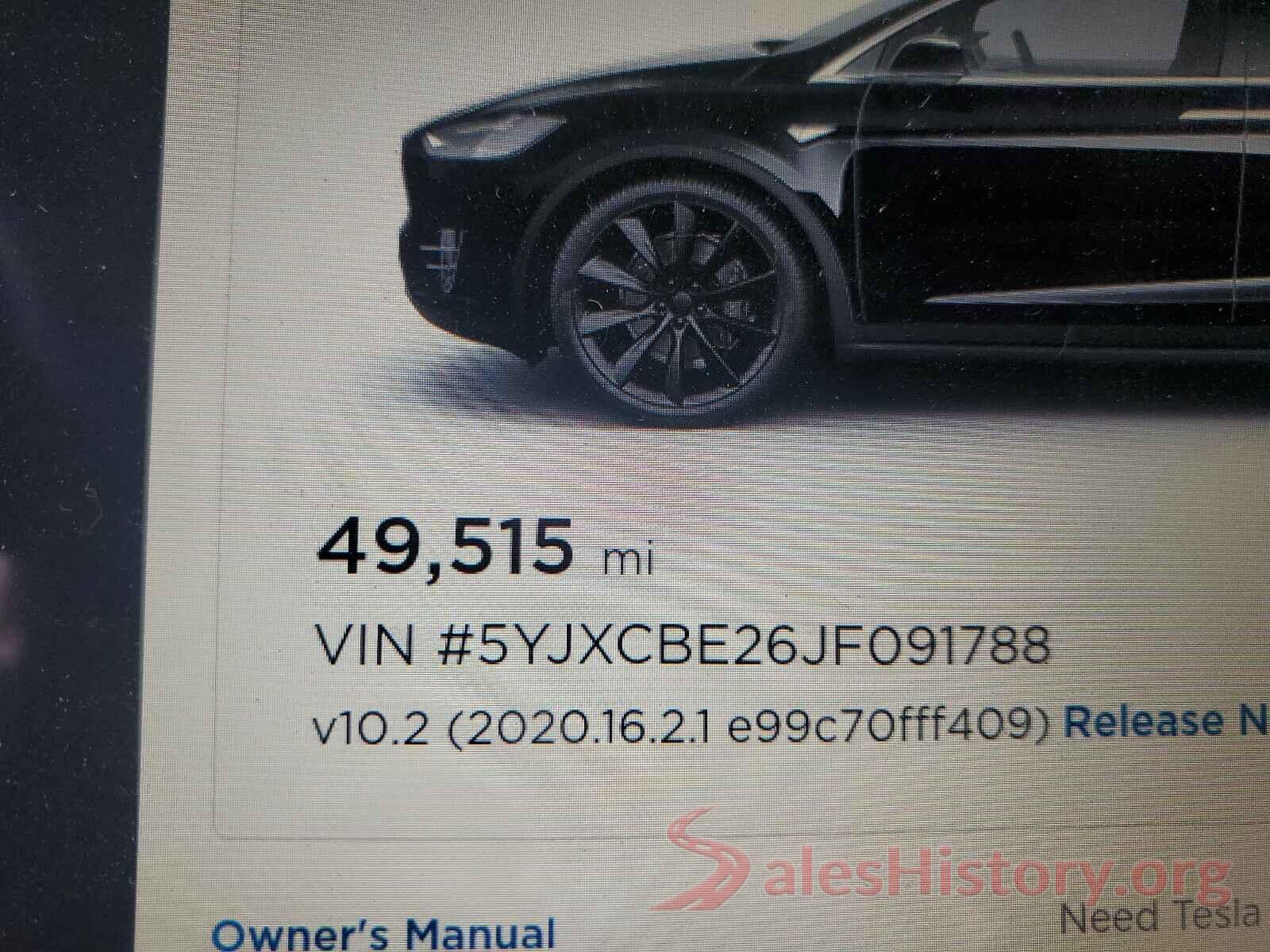 5YJXCBE26JF091788 2018 TESLA MODEL X