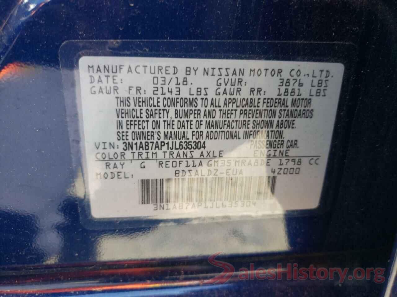 3N1AB7AP1JL635304 2018 NISSAN SENTRA