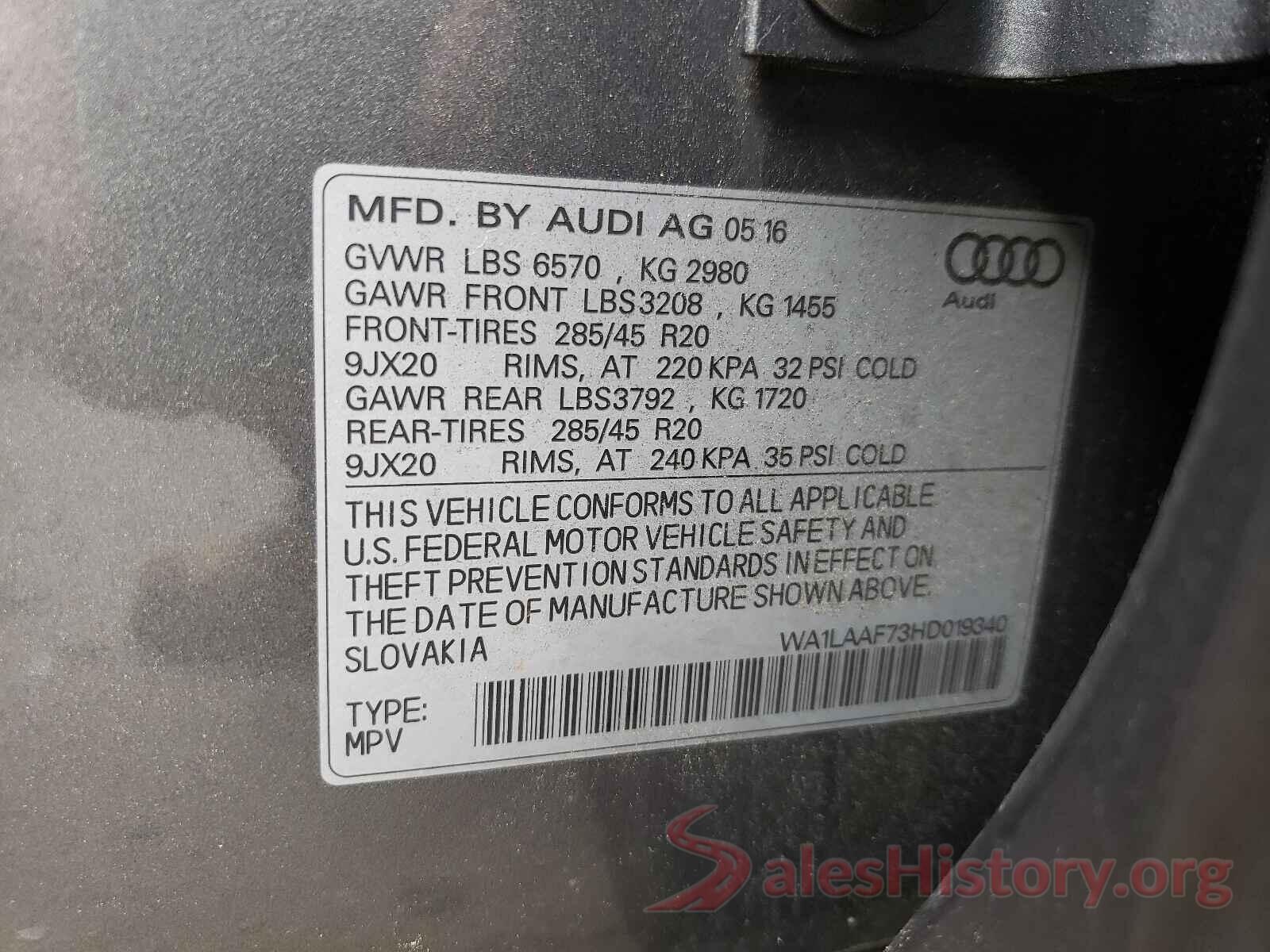 WA1LAAF73HD019340 2017 AUDI Q7