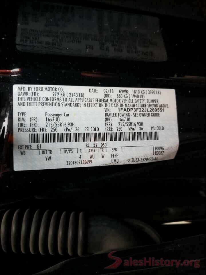 1FADP3F22JL269551 2018 FORD FOCUS