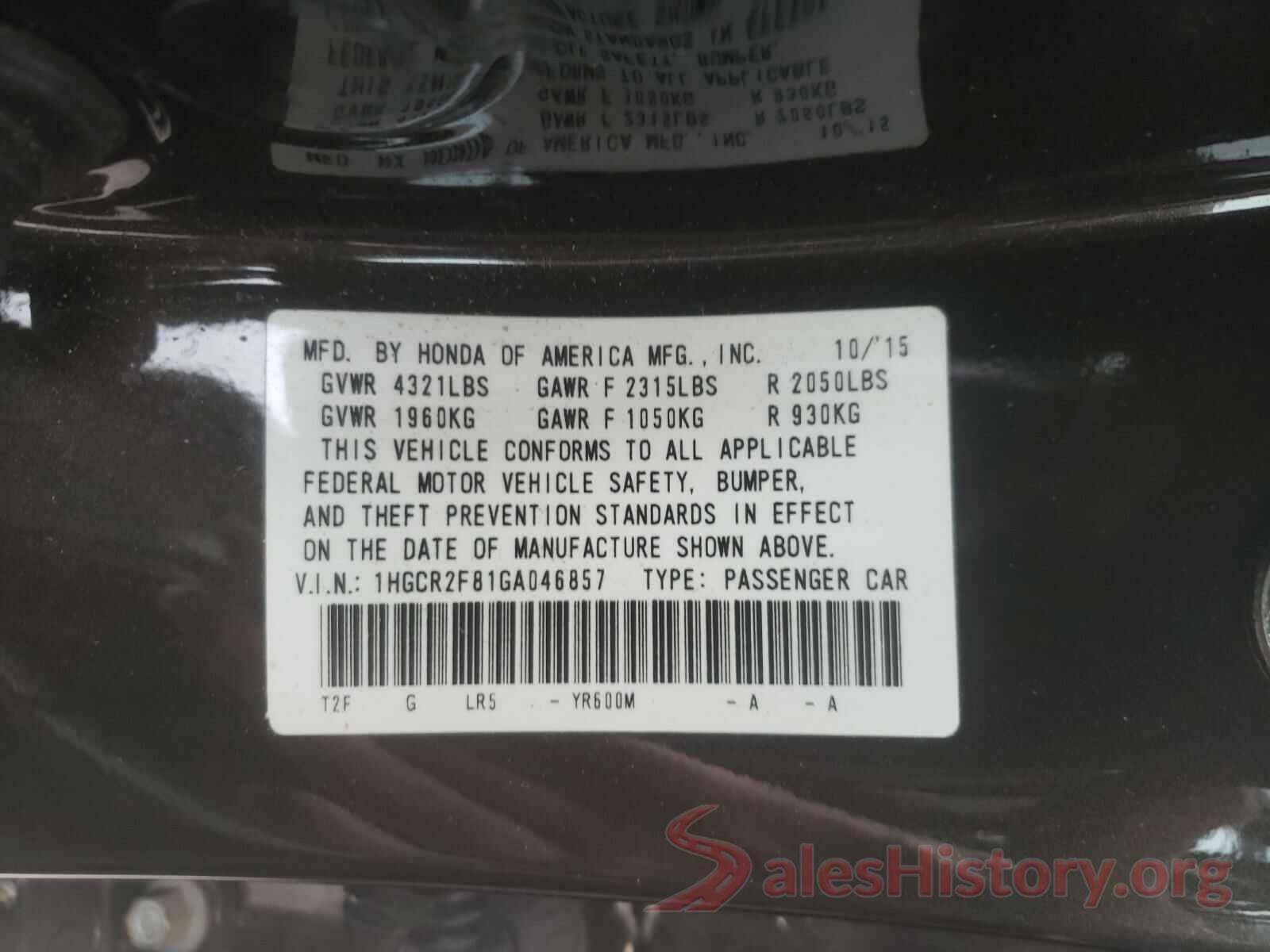 1HGCR2F81GA046857 2016 HONDA ACCORD