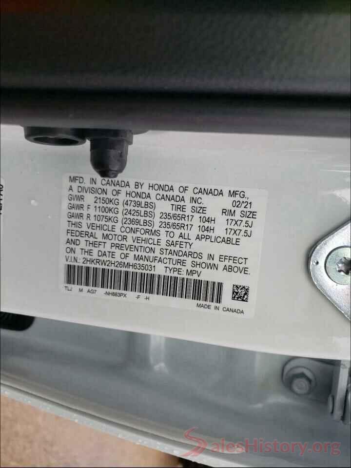 2HKRW2H26MH635031 2021 HONDA CRV