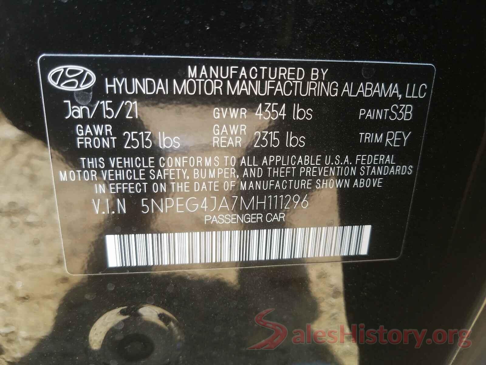 5NPEG4JA7MH111296 2021 HYUNDAI SONATA