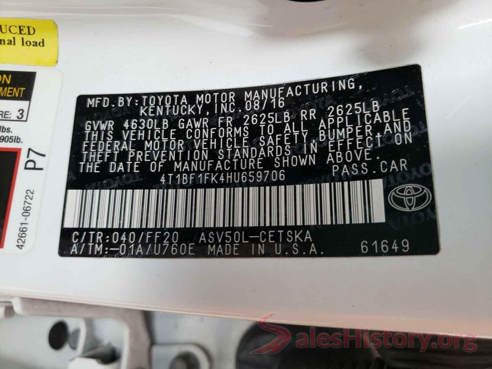 4T1BF1FK4HU659706 2017 TOYOTA CAMRY