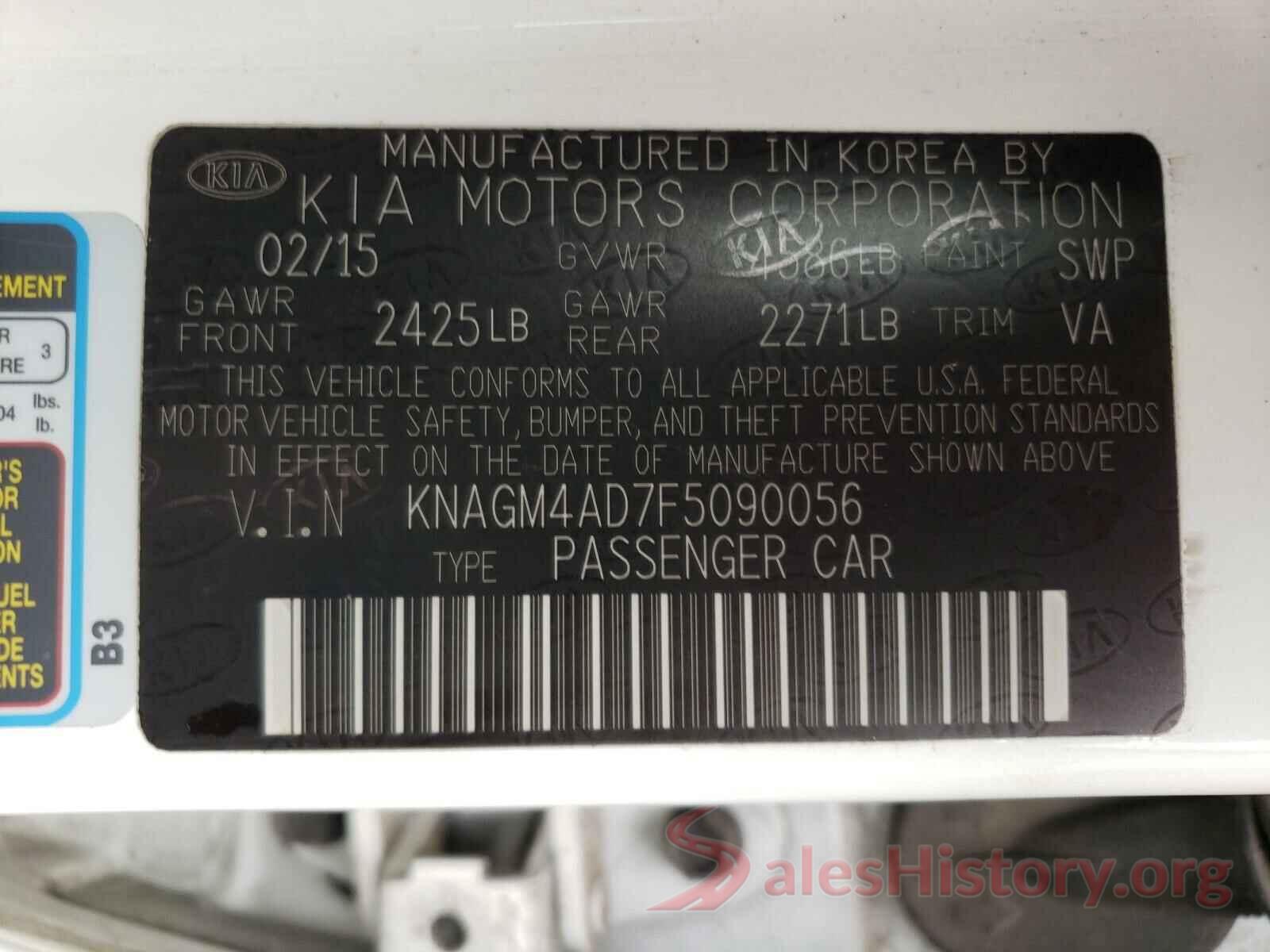 KNAGM4AD7F5090056 2015 KIA OPTIMA