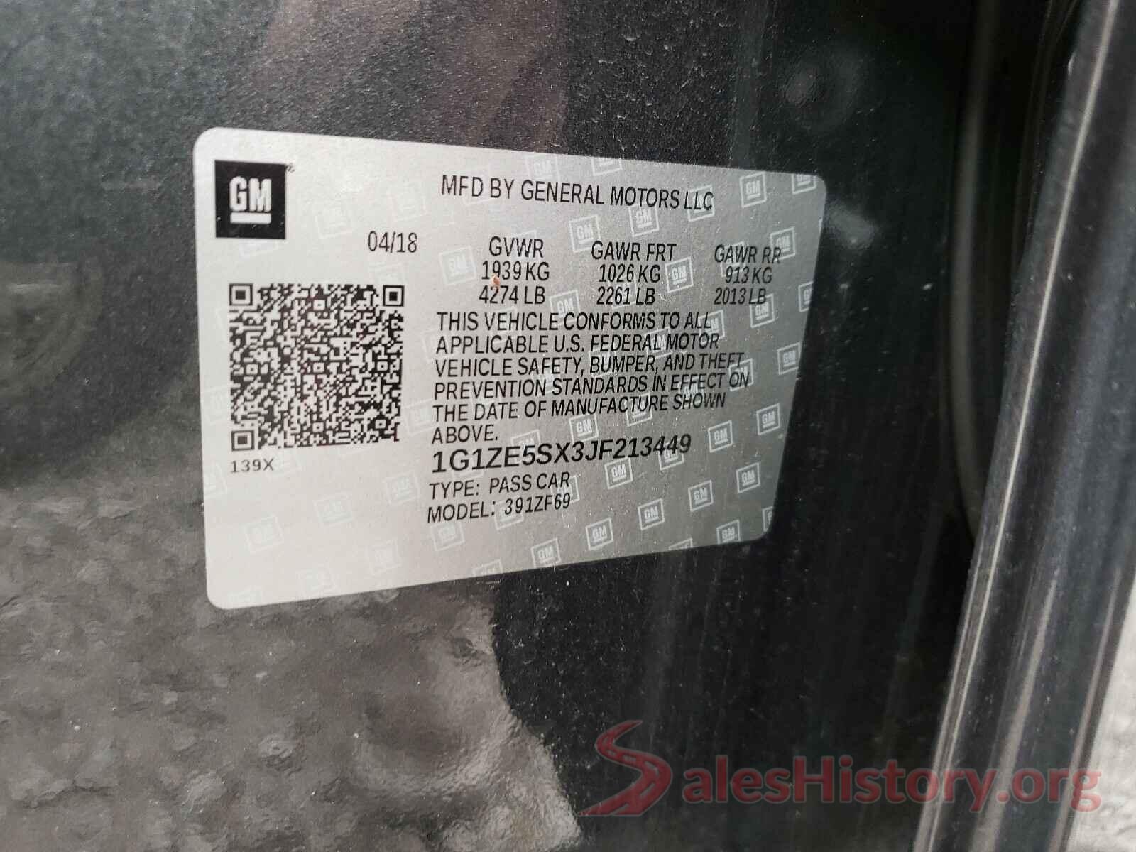 1G1ZE5SX3JF213449 2018 CHEVROLET MALIBU