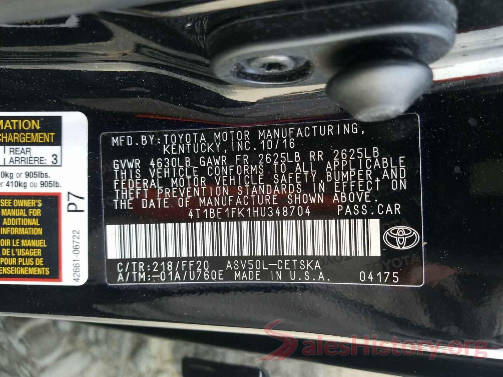 4T1BF1FK1HU348704 2017 TOYOTA CAMRY