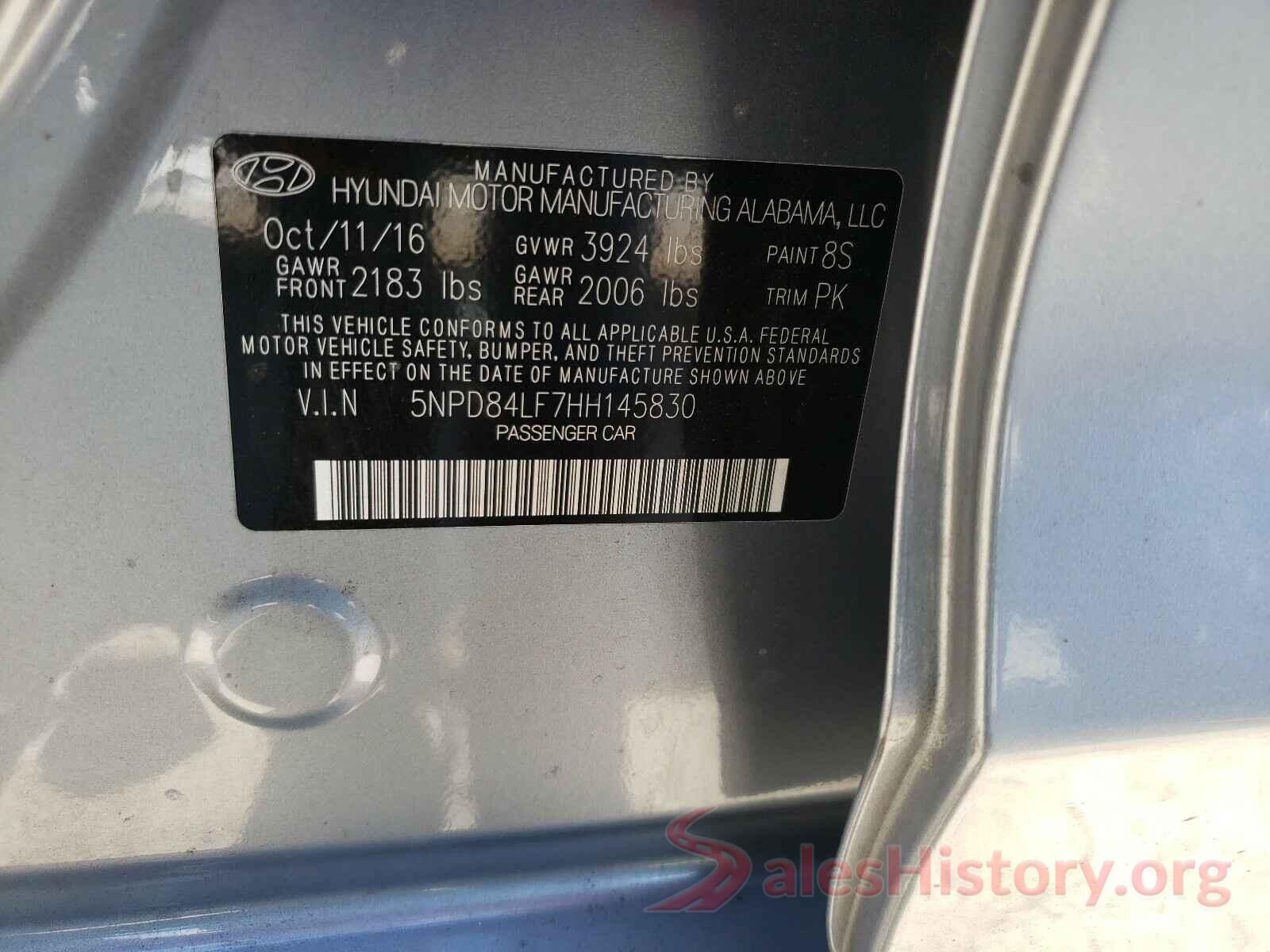 5NPD84LF7HH145830 2017 HYUNDAI ELANTRA