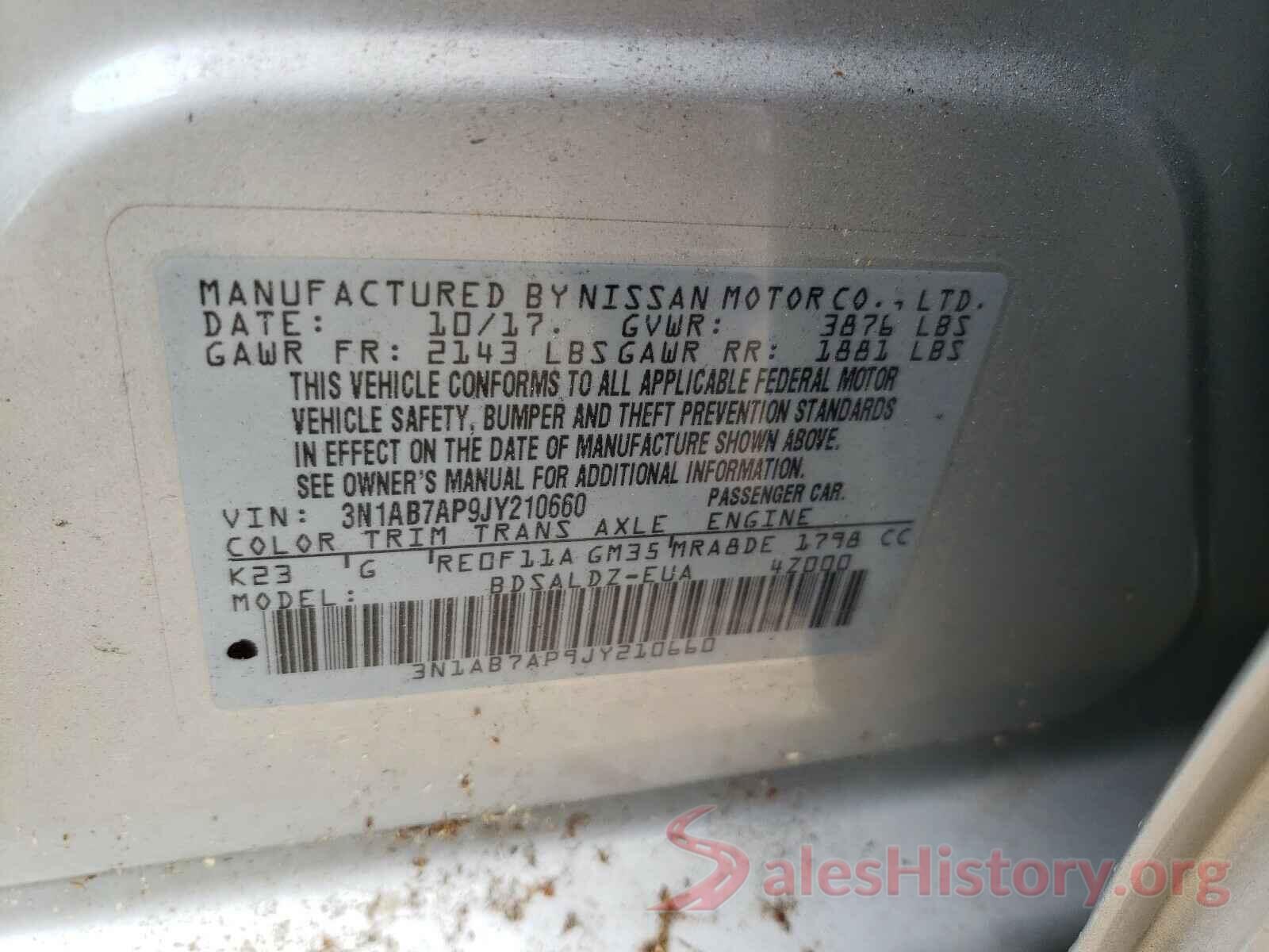 3N1AB7AP9JY210660 2018 NISSAN SENTRA