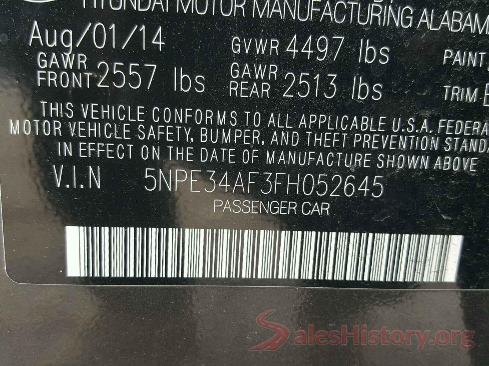 5NPE34AF3FH052645 2015 HYUNDAI SONATA