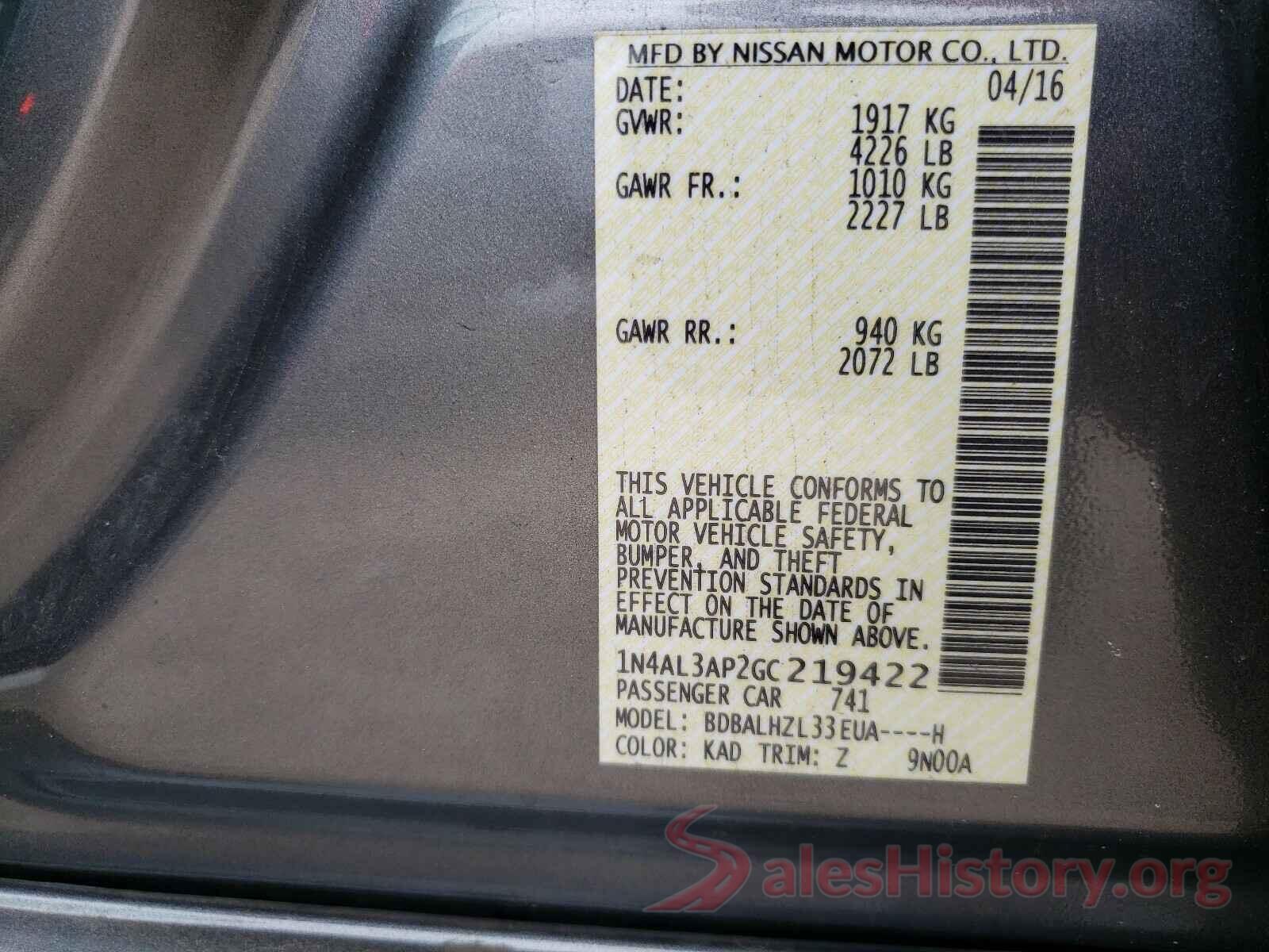 1N4AL3AP2GC219422 2016 NISSAN ALTIMA