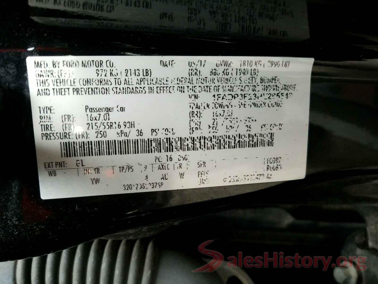 1FADP3F23HL285543 2017 FORD FOCUS