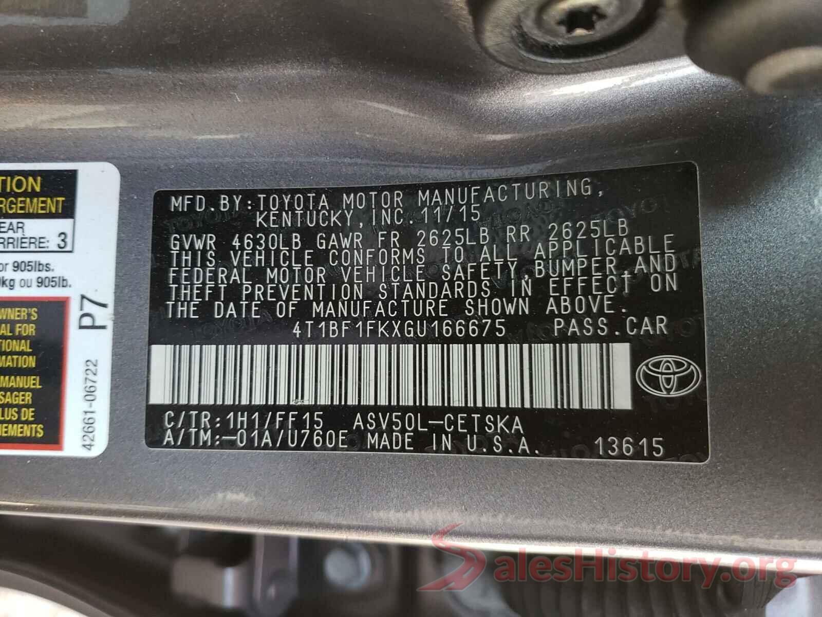 4T1BF1FKXGU166675 2016 TOYOTA CAMRY