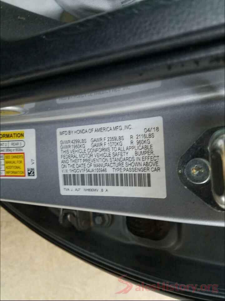 1HGCV1F54JA155946 2018 HONDA ACCORD