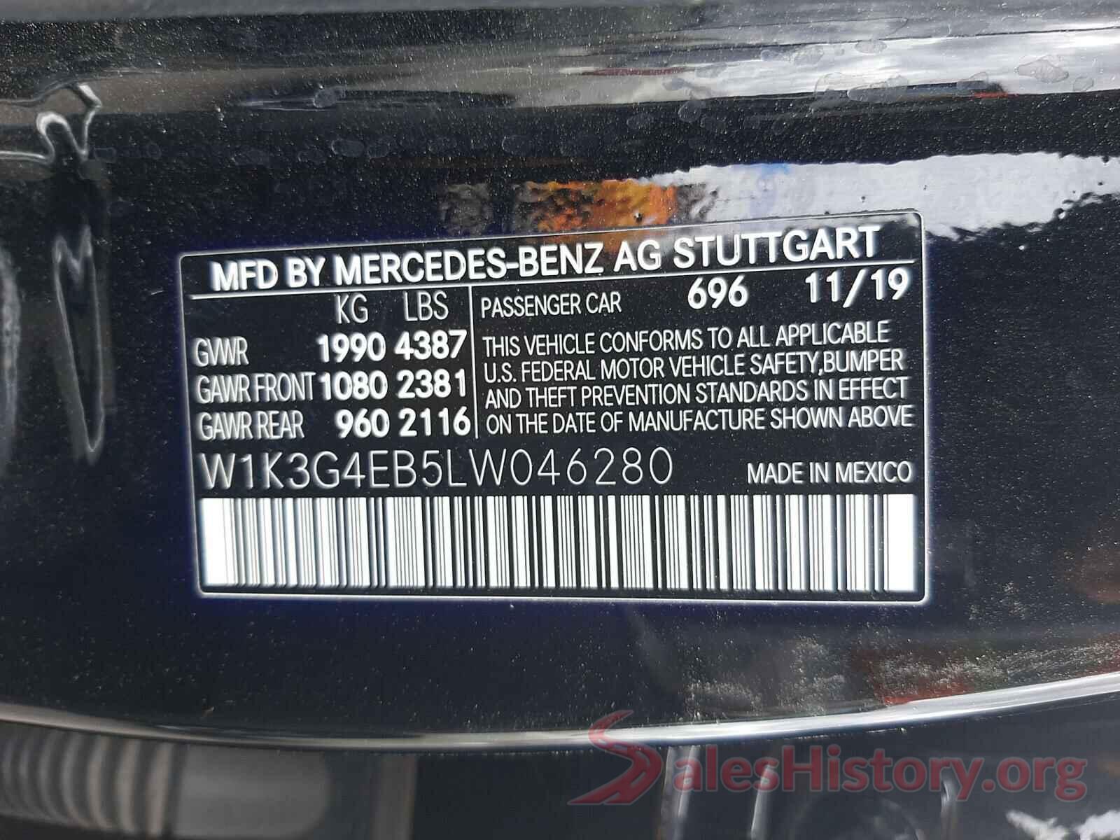 W1K3G4EB5LW046280 2020 MERCEDES-BENZ ALL OTHER