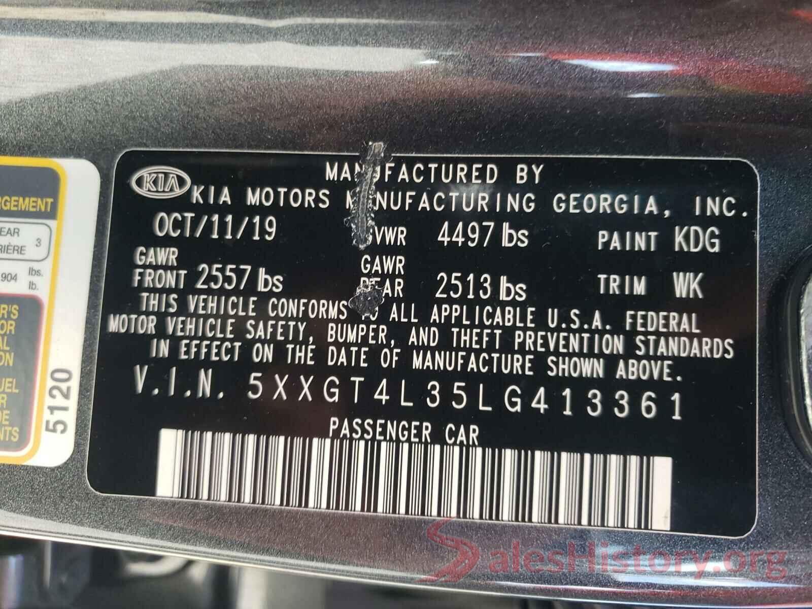 5XXGT4L35LG413361 2020 KIA OPTIMA