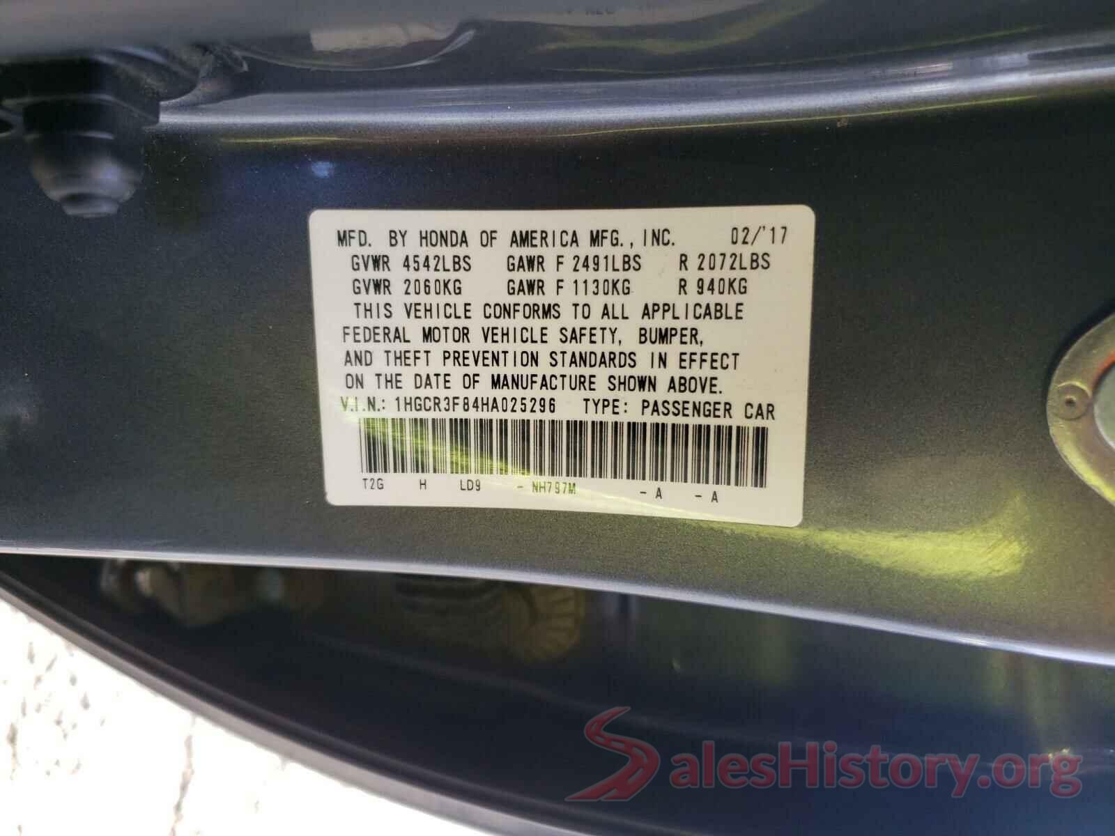 1HGCR3F84HA025296 2017 HONDA ACCORD