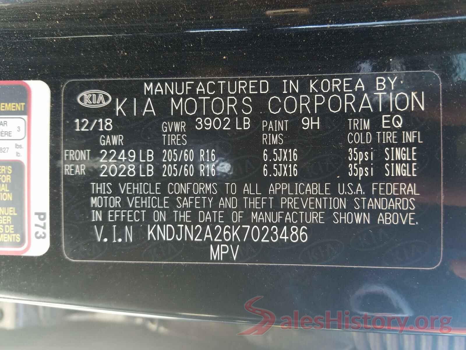 KNDJN2A26K7023486 2019 KIA SOUL