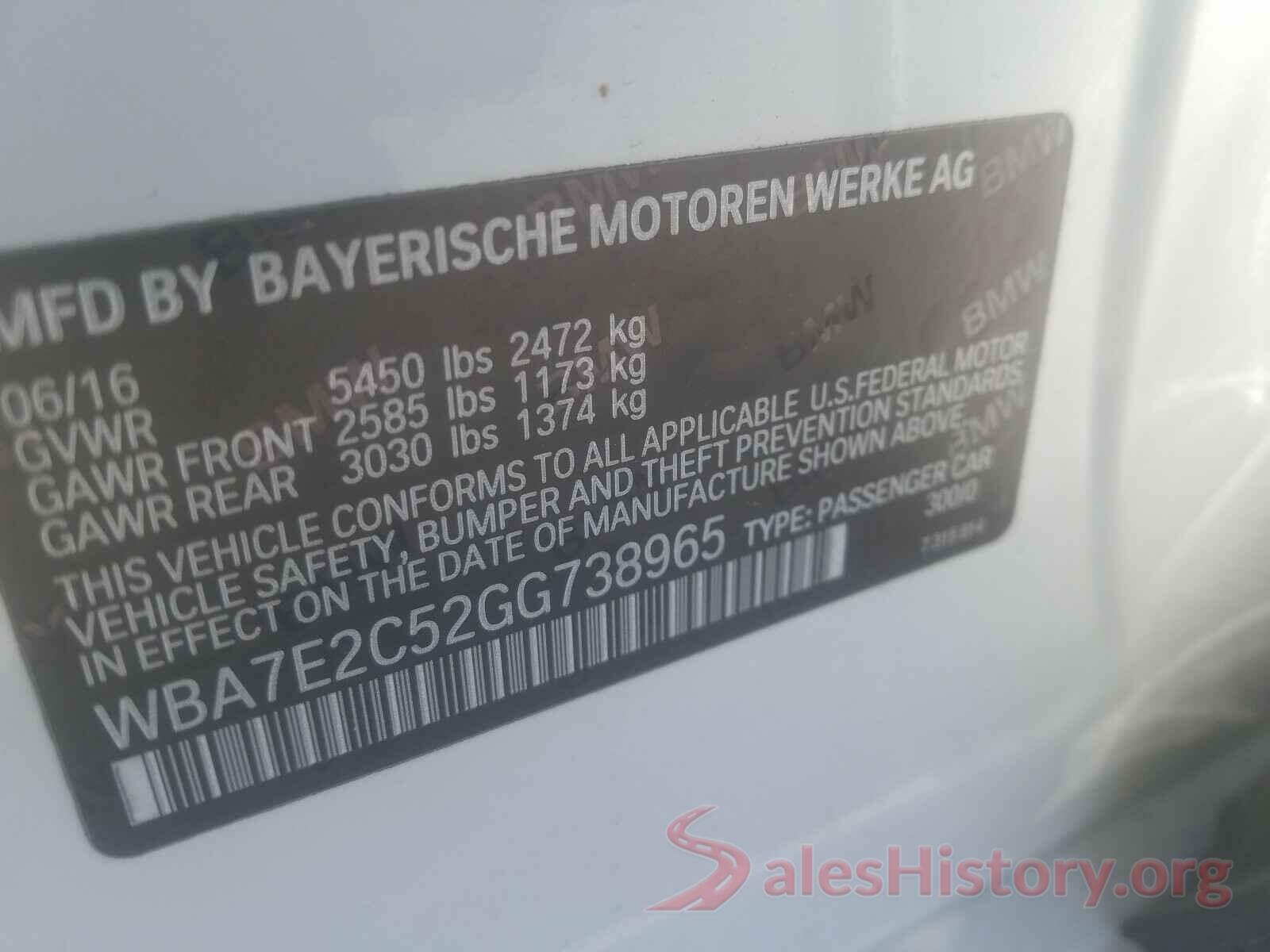 WBA7E2C52GG738965 2016 BMW 7 SERIES