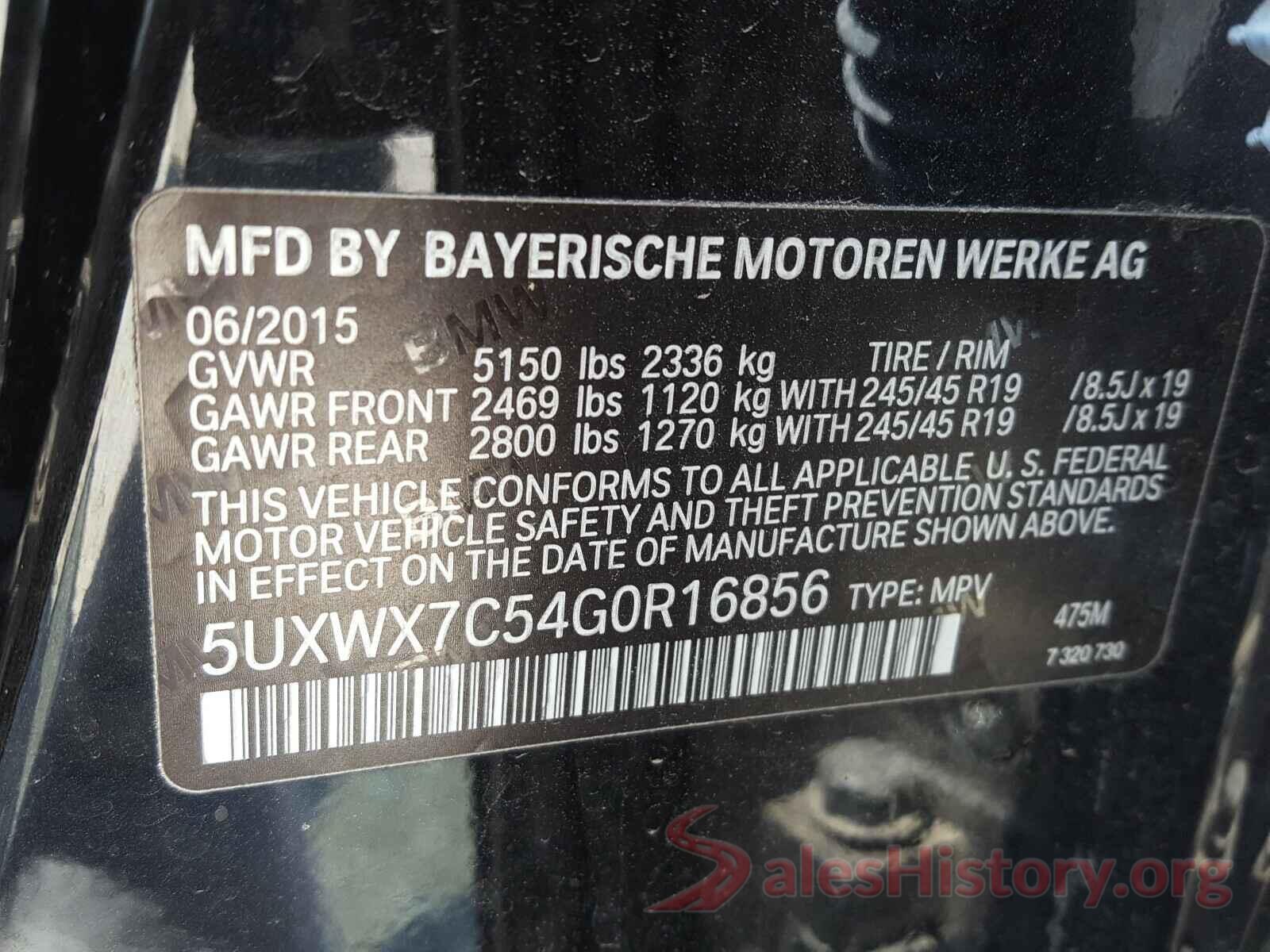 5UXWX7C54G0R16856 2016 BMW X3