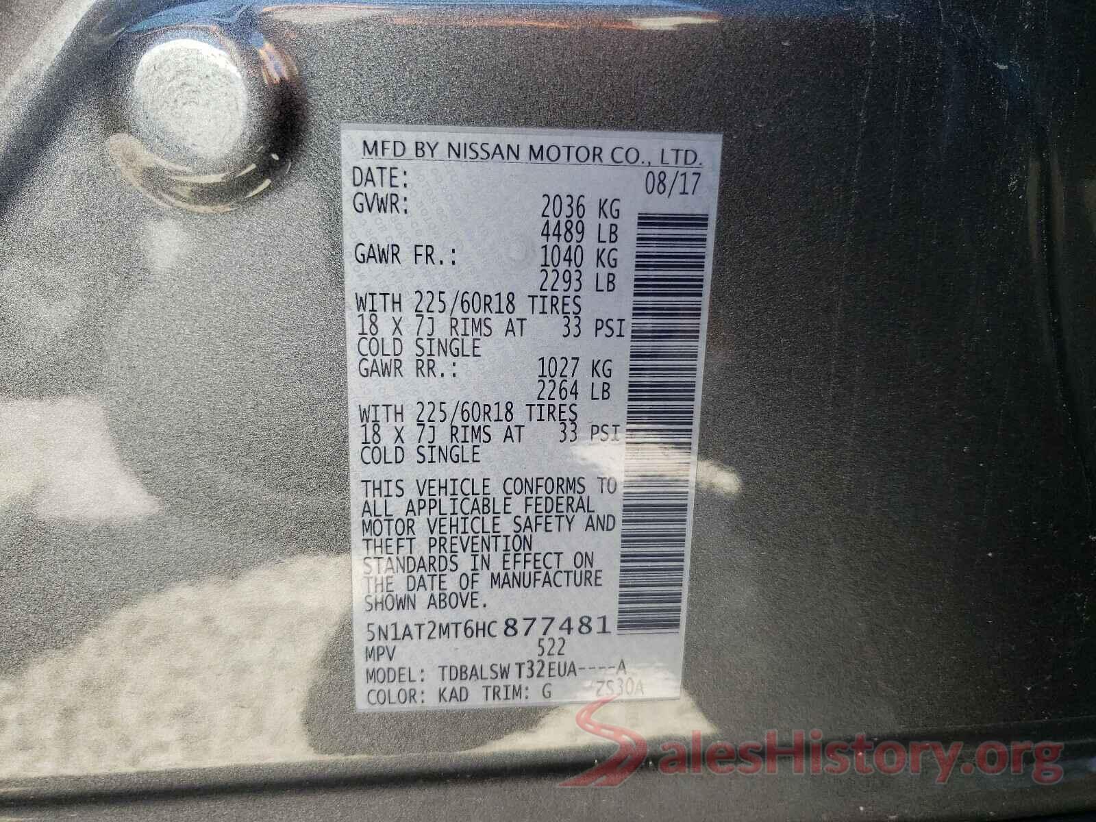 5N1AT2MT6HC877481 2017 NISSAN ROGUE