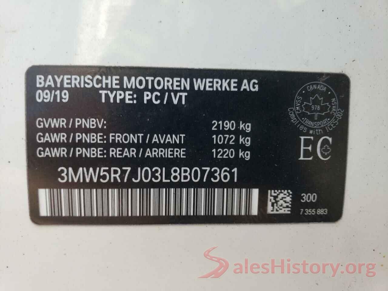 3MW5R7J03L8B07361 2020 BMW 3 SERIES