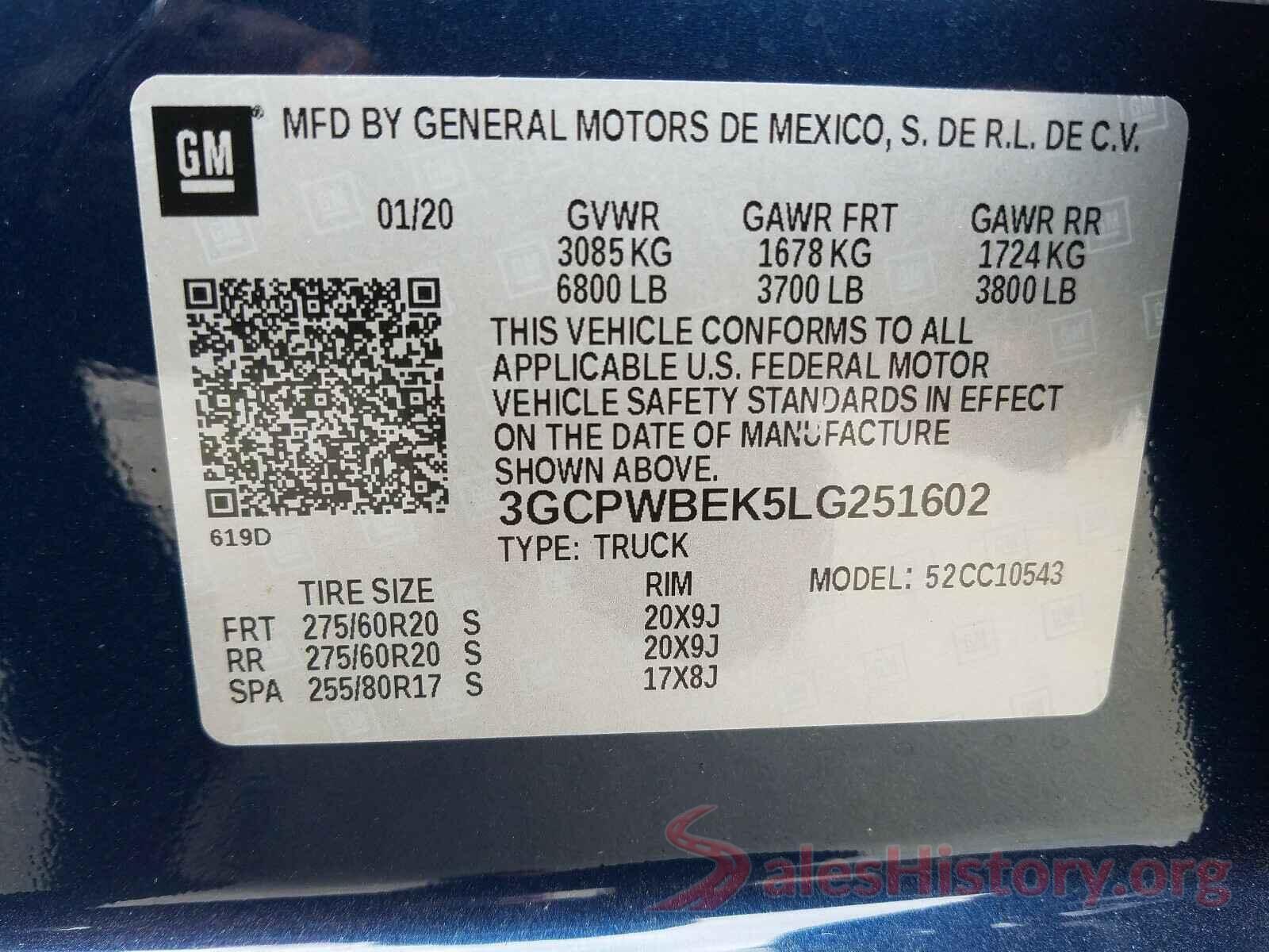 3GCPWBEK5LG251602 2020 CHEVROLET SILVERADO