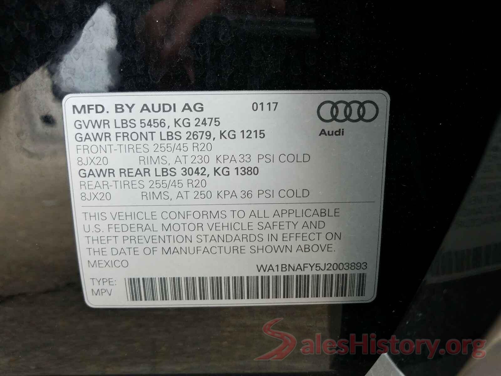 WA1BNAFY5J2003893 2018 AUDI Q5