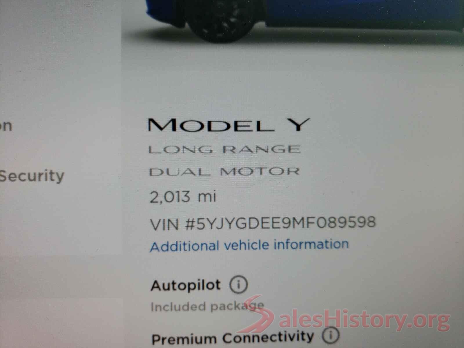 5YJYGDEE9MF089598 2021 TESLA MODEL Y