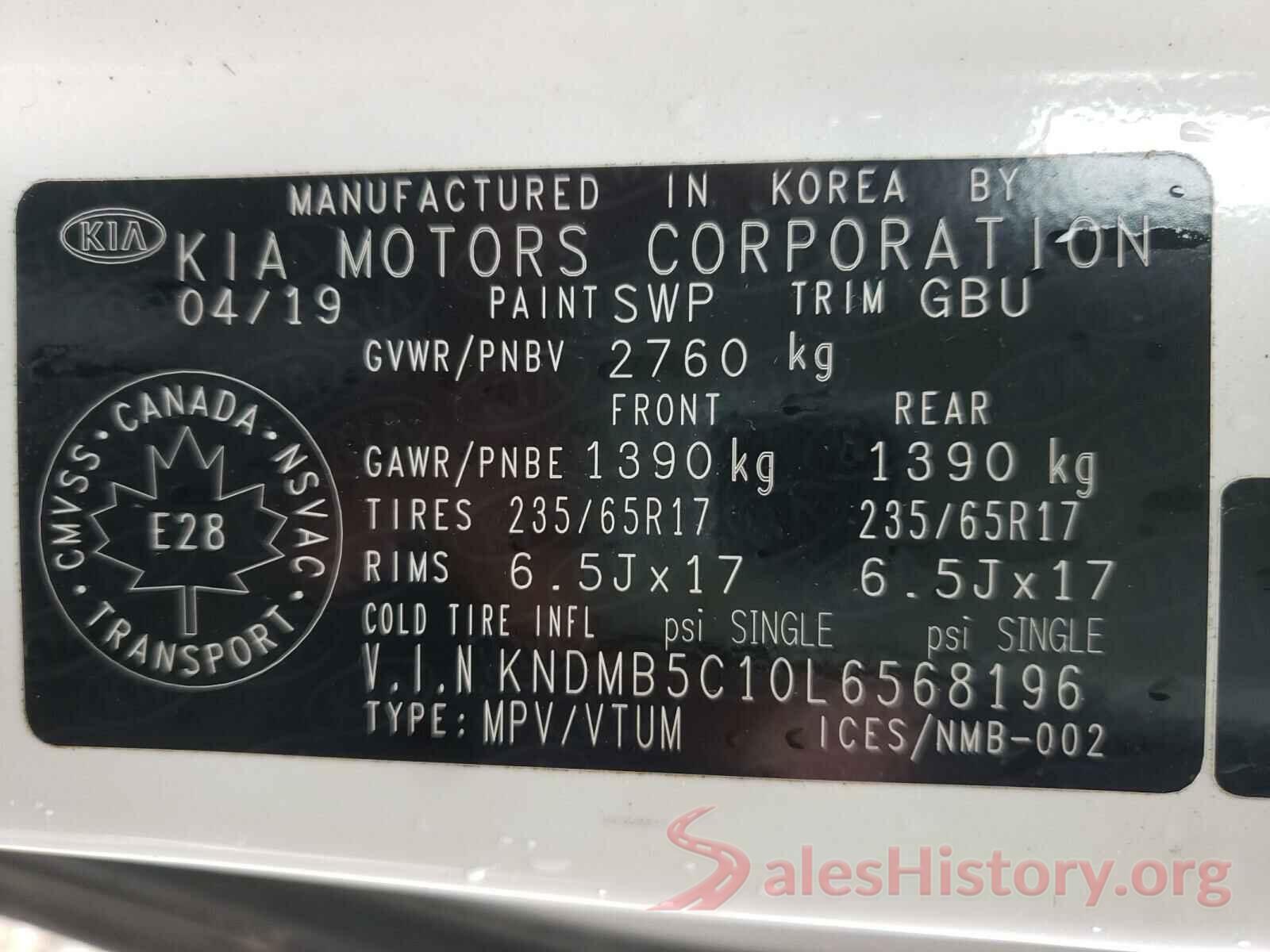 KNDMB5C10L6568196 2020 KIA SEDONA