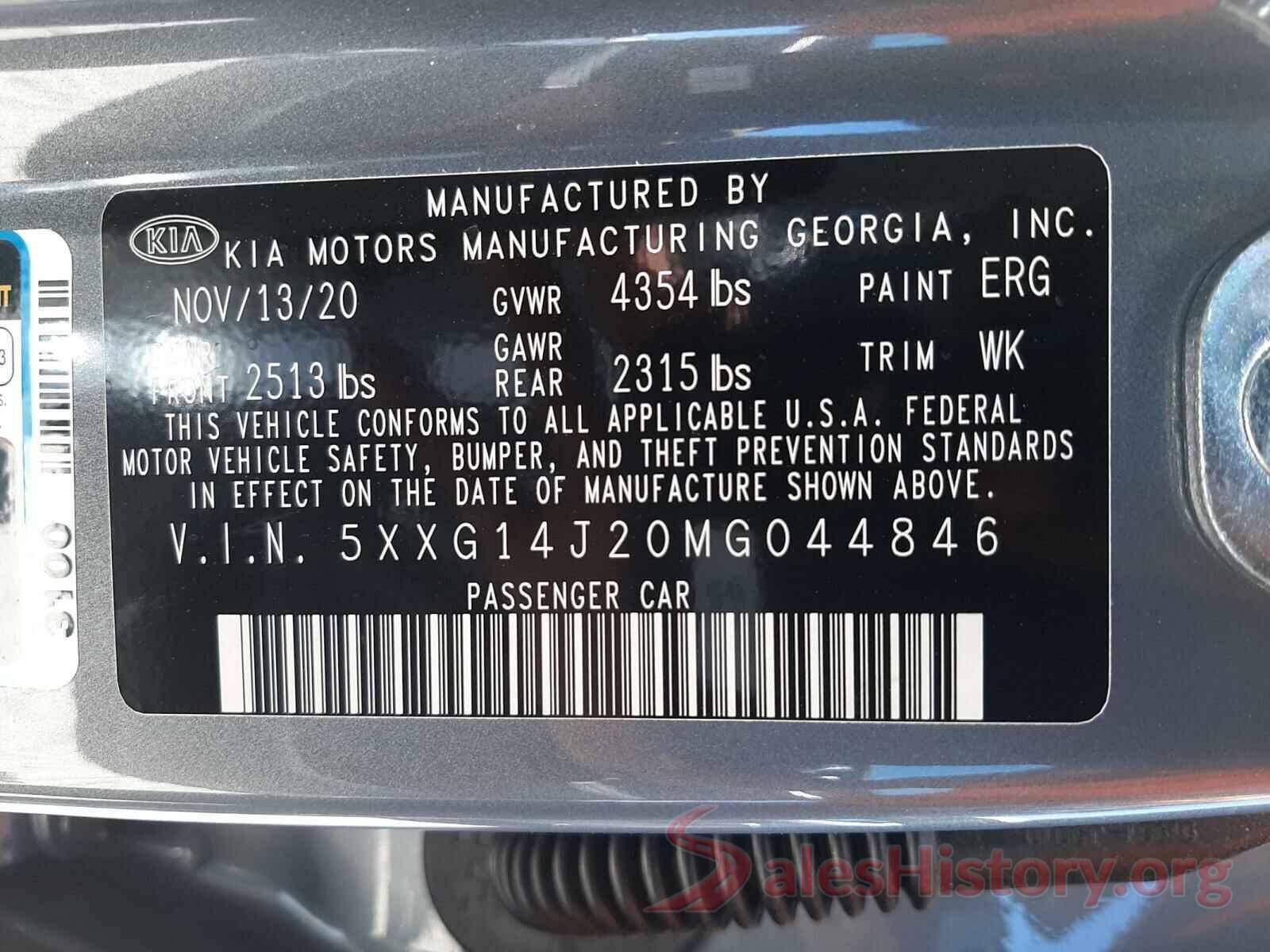 5XXG14J20MG044846 2021 KIA K5