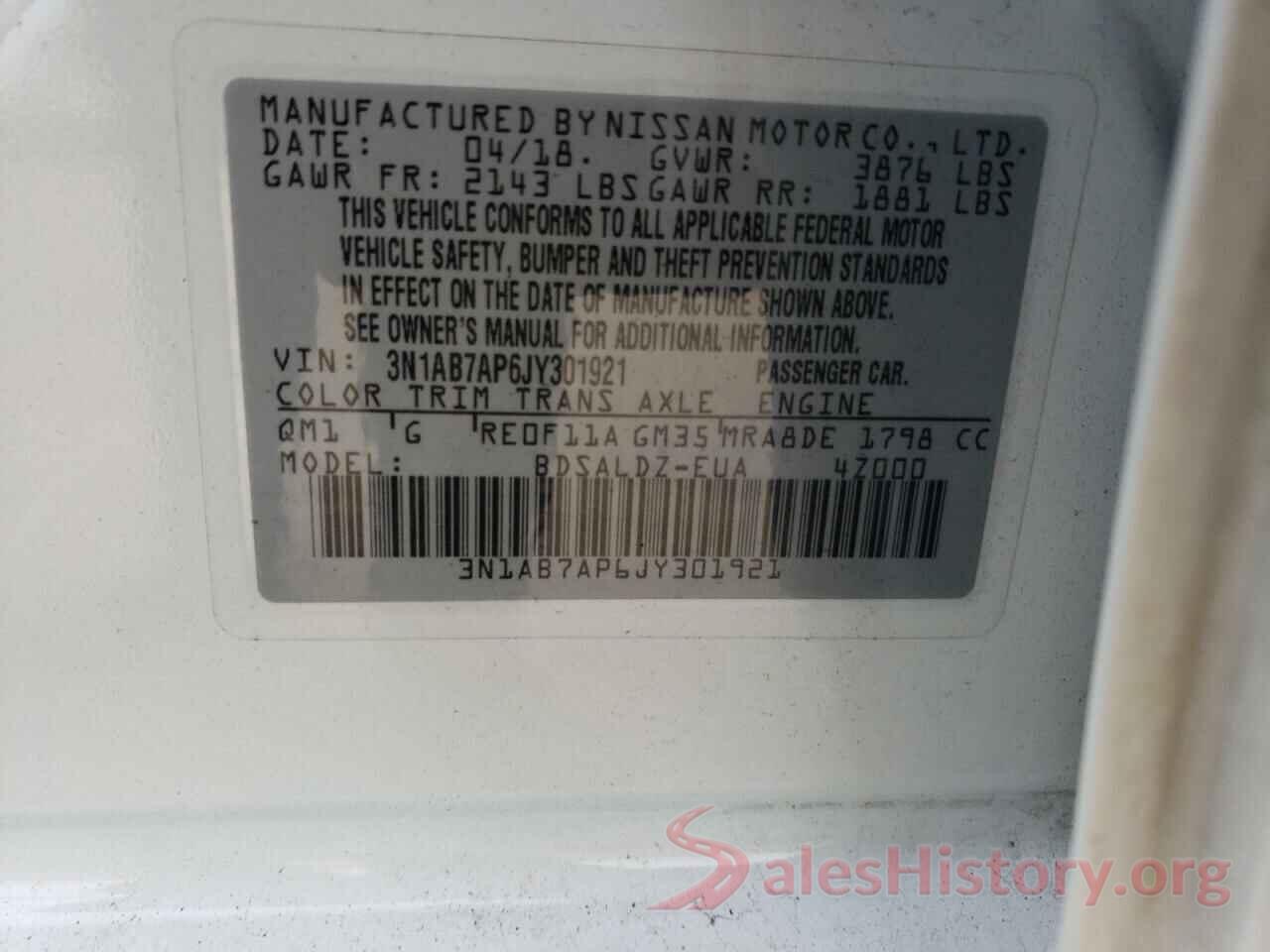 3N1AB7AP6JY301921 2018 NISSAN SENTRA