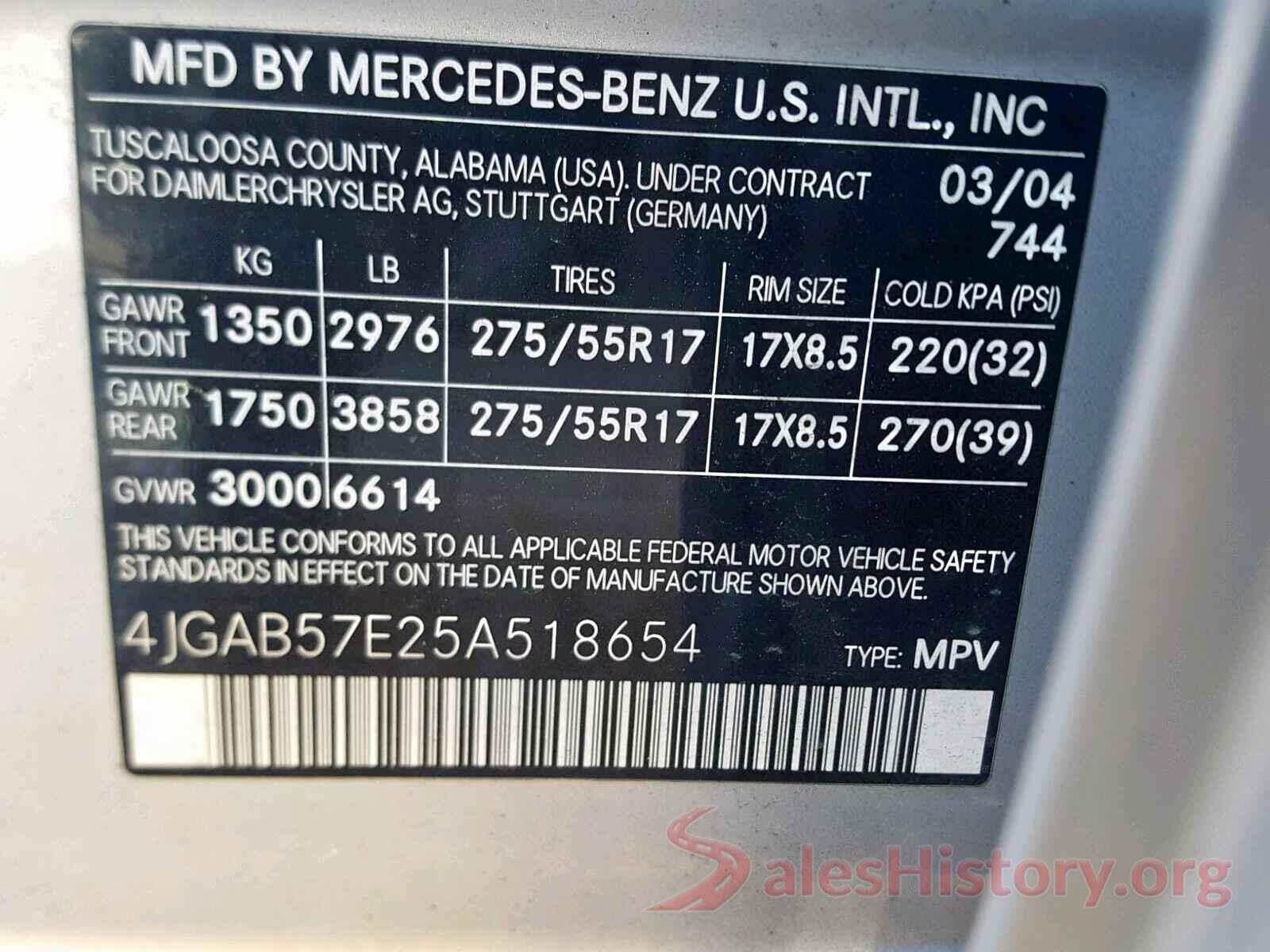 4JGAB57E25A518654 2005 MERCEDES-BENZ ML 350