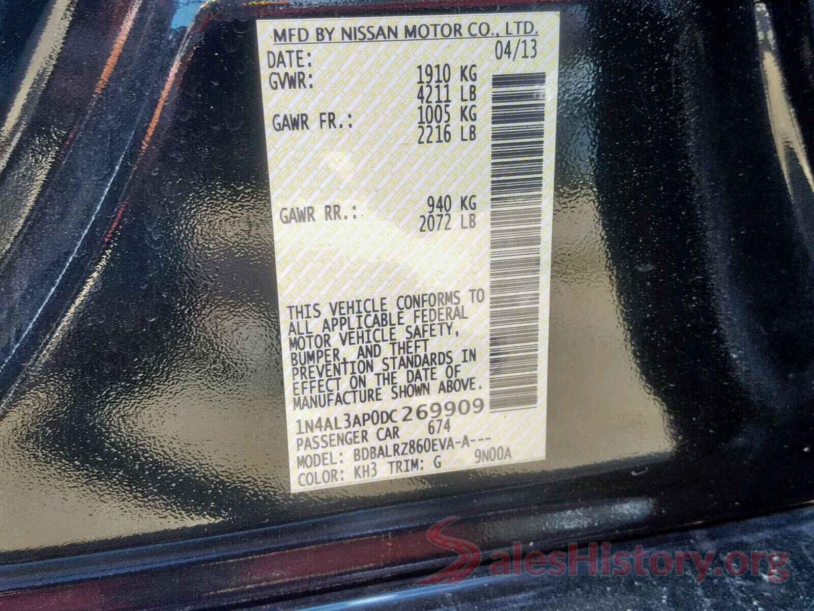 1N4AL3AP0DC269909 2013 NISSAN ALTIMA