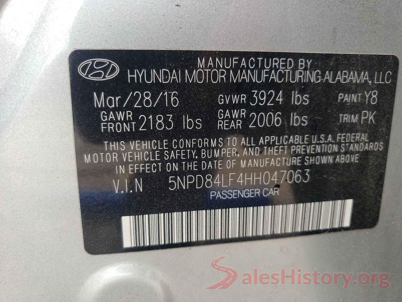 5NPD84LF4HH047063 2017 HYUNDAI ELANTRA